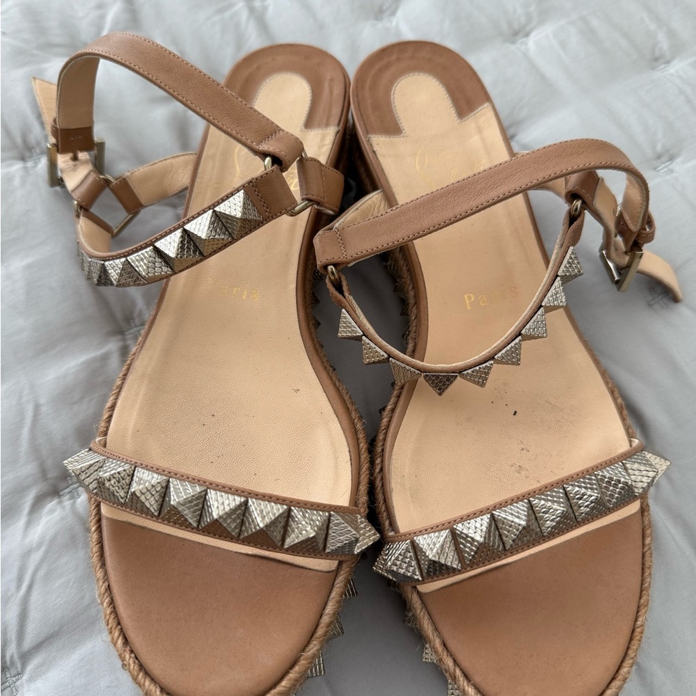 Christian Louboutin Studded Tan Sandals